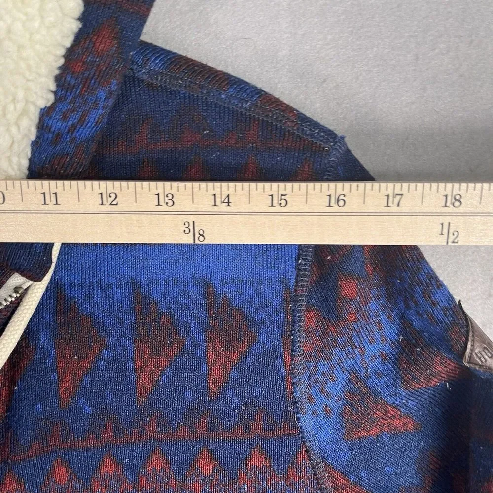 Vintage Hollister Full Zip Hooded Sherpa Sweatshirt Men Medium Aztec‎ 90s Y2K